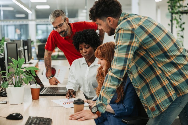 Multiracial business colleagues having a meeting